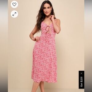 NWT Lulus Floral Pink/red Midi Dress